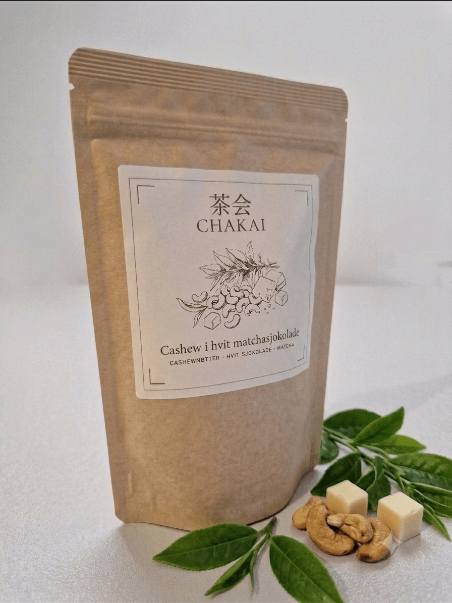 Cashew i matchasjokolade